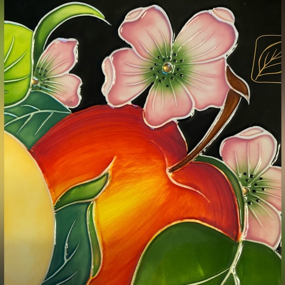 Set Of 2 NWT Vintage 2004 Blue Sky Apple And Apple Blossom 3D Ceramic Dish - Picture 5 of 12